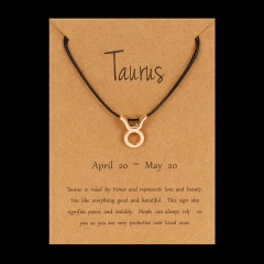 Black Rope Symbol Version Of 12 Constellations Woven Paper Card Bracelet Taurus