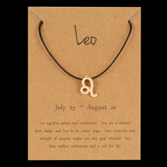 Black Rope Symbol Version Of 12 Constellations Woven Paper Card Bracelet Leo