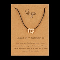 Black Rope Symbol Version Of 12 Constellations Woven Paper Card Bracelet Virgo