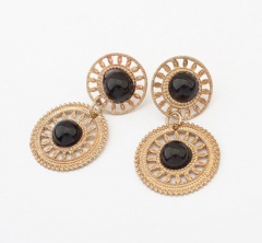Gold Plated Double-Round Statement Earring for Women Alloy Earring Wholesale Gold