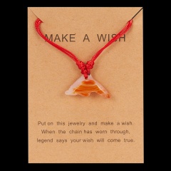 Jade dolphin pendant paper card necklace Red