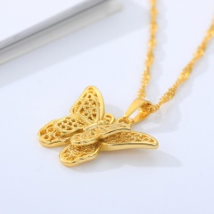 Stainless steel butterfly hollow necklace Golden