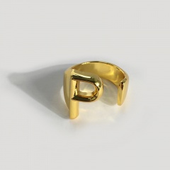 Initial Letter Open Knuckle Rings Alphabet A to Z Women Adjustable Gift P