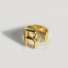 Initial Letter Open Knuckle Rings Alphabet A to Z Women Adjustable Gift R