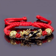 Black rope single brave braided transfer beads evil spirit lucky bracelet Red rope 2