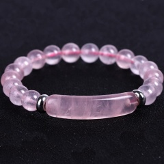 Beaded Elastic Bracelet Pink Crystal