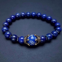 Lapis Lazuli Gemstone Beads Elastic Bracelet 19CM Lapis lazuli