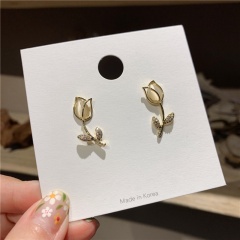 Women's Gold Rose Flower Crystal Choker Necklace Earrings Jewelry Set Wholesale earring