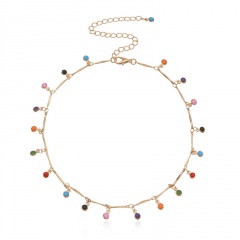 Colorful Candy Colored Small Pendants Choker Necklace 30+5cm Gold