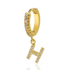 26 Letters Inlaid CZ Gold Dangling Earrings H