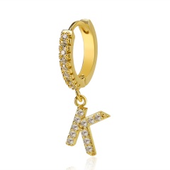26 Letters Inlaid CZ Gold Dangling Earrings K