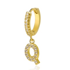 26 Letters Inlaid CZ Gold Dangling Earrings Q
