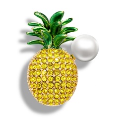 Pineapple filled with pearl fruit plant brooch Pineapple