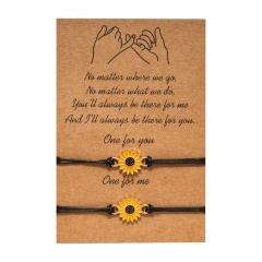 Sunflower 2 Braided Adjustable Couple Paper Card Bracelet Set B-Sun flower