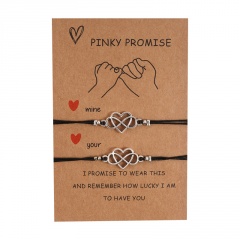8 character love 2 weaving adjustable lovers paper card bracelet set Love