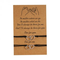 Double heart 2 sets of woven adjustable paper card bracelet for lovers Double heart