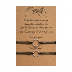 Ring 2 braided adjustable lovers paper card bracelet set Ring