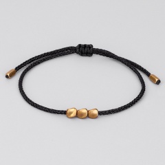 3 shaped copper beads hand-woven adjustable bracelet Black