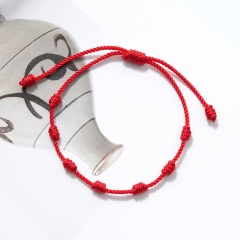 7 Knot Red Rope Lucky Friendship Woven Adjustable Paper Card Bracelet 1 pc(No Card)