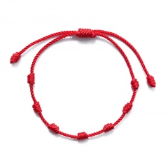 7 red knots lucky friendship knitting adjustable bracelet 1 PC(No Card)
