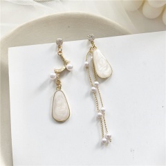 Pearl chain tassel pendant stud earrings Ear stud
