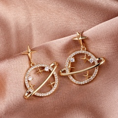 Inlaid CZ Gold Earring White CZ