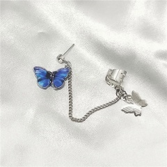 1pc Butterfly Chain Stud Earrings Wholesale Navy Blue