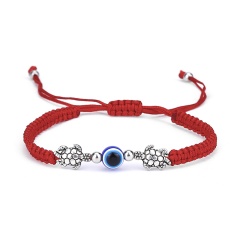 Red Cord Braided Alloy Palm Lucky Adjustable Bracelet Tortoise