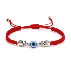 Red Cord Braided Alloy Palm Lucky Adjustable Bracelet Elephant