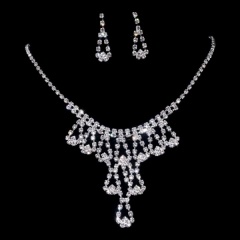 Rhinestone Silver Jewelry Set Necklace Earring Set 1402-6797