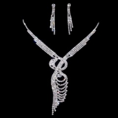 Rhinestone Silver Jewelry Set Necklace Earring Set 1402-6799