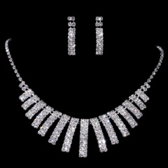 Rhinestone Silver Jewelry Set Necklace Earring Set 1402-6806