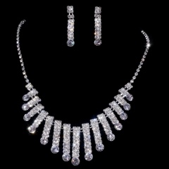 Fashion Silver Jewelry Set Rhinestone Necklace Earring Set Wholesale 1402-6808
