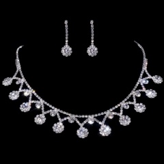 Fashion Silver Jewelry Set Rhinestone Necklace Earring Set Wholesale 1402-6809