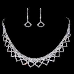 Fashion Silver Jewelry Set Rhinestone Necklace Earring Set Wholesale 1402-6813