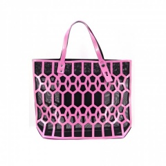 Pink Geometric Diamond Lattice Hollow Jelly Color Shoulder Bag Pink