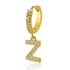 26 Letters Inlaid CZ Gold Dangling Earrings Z