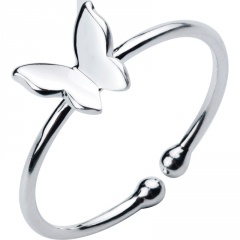 925 Silver Open Adjustable Small Simple Women's Rings Butterfly