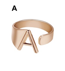 Rose Gold Meatal 26 Alphabet Opening Adjustable Rings A