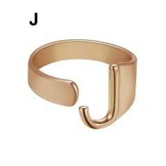 Rose Gold Meatal 26 Alphabet Opening Adjustable Rings J