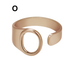 Rose Gold Meatal 26 Alphabet Opening Adjustable Rings O