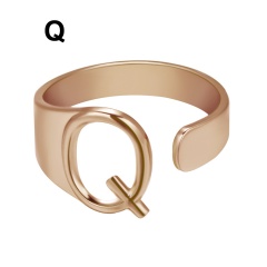 Rose Gold Meatal 26 Alphabet Opening Adjustable Rings Q