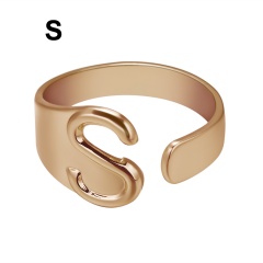 Rose Gold Meatal 26 Alphabet Opening Adjustable Rings S