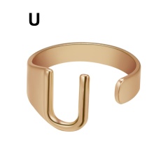 Rose Gold Meatal 26 Alphabet Opening Adjustable Rings U