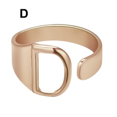 Rose Gold Meatal 26 Alphabet Opening Adjustable Rings D