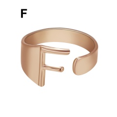Rose Gold Meatal 26 Alphabet Opening Adjustable Rings F