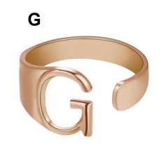 Rose Gold Meatal 26 Alphabet Opening Adjustable Rings G