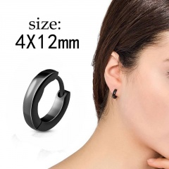 1PC Black Stainless Steel Men's Simple Earrings 1PC #4