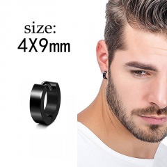 1PC Black Stainless Steel Men's Simple Earrings 1PC #5