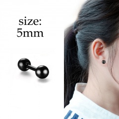 1PC Black Stainless Steel Men's Simple Earrings 1PC #6